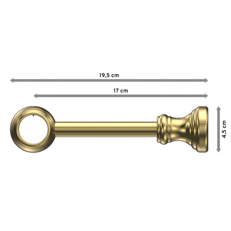 Interdeco Curtain Pole Bracket/Wall Bracket Brass-Coloured 17 cm Distance Can