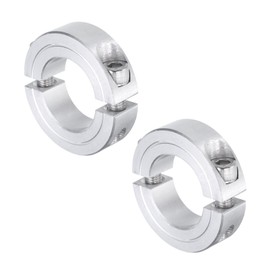 QUARKZMAN 2 pieces double split clamping ring for 1 inch shaft, two-piece clamping ring, 1-3/4 inch outer diameter, 1/2 inch thickness, aluminium alloy clamping ring with threaded screw
