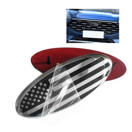 ontto 1 x 11.5 cm American Flag Front Grill Rear Tailgate Emblem Sticker Fits Ford F150 F250 Explorer Edge Ranger Focus Ecosport Badge Name Plate Emblem Logo Accessories Silver
