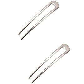 Xansema 2Pcs Metal French Hair Pins for Women Girls, Fashion U-Shaped Hair Forks Vintage Hair Sticks Hairstyle Accessories for Buns, Long and Thick Hair (Silver)