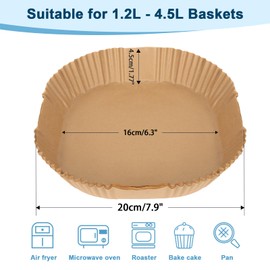 Stone TH Air Fryer Paper Liners, 200PCS - 6.3 Inch Square Disposable Airfryer Parchment Paper Liners Accessories Compatible with 1.2L-4.5L Air Fryer