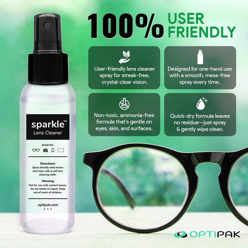 OPTIPAK Sparkle Anti-Reflective Lens Cleaner Spray kit | (1) 2oz