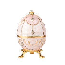 QIFU Hand Painted Easter Egg Figurine Trinket Box Hinged, Unique Gift for Family