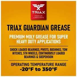 TRIAX Guardian Heavy Duty Grease with Moly, True Multi Purpose, Wheel Bearings, Shock Loaded Components, Extremely Tacky, Zero Separation (2 Pack - 14 Ounce Tubes)