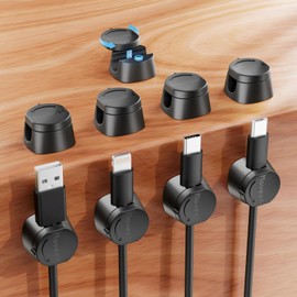 Maveek Set of 9, 360° Rotation, Magnetic, Twist Lock, Cable Holder, Cable Clips, One-Handed Operation, Stick, Strong Adhesion, Wire Organizer, Cable Management, Cable Smoothly Adjustable, Cord