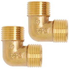 GDFYMI 2pcs Brass Pipe Fitting 90 Degree Elbow 1/2" NPT Male to 1/2" NPT Male Pipe Fittings