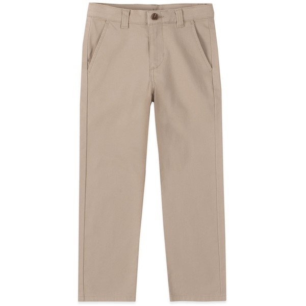 IZOD Boys' School Uniform Twill Khaki Pants, Flat Front & Comfortable Waistband, 8 Slim