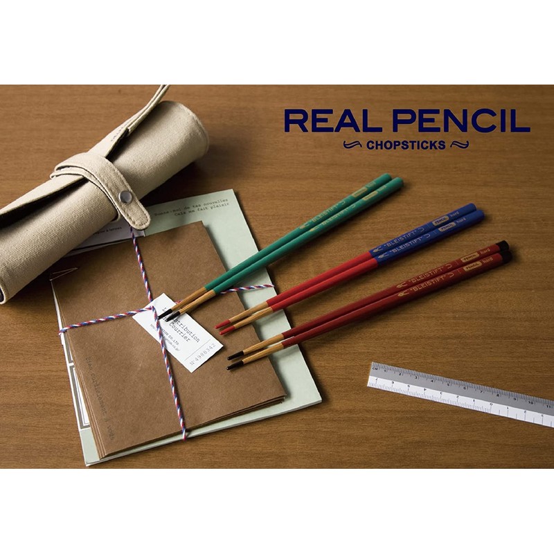 nakano Pencil Chopsticks Box, 50-Pack, Real Pencil 22 cm Red Blue