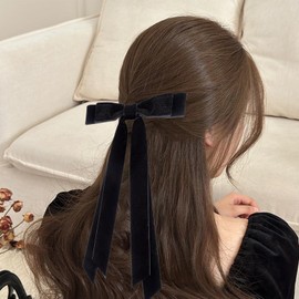 Velour Ribbon Ribbon Hair Rubber Velour Long Ribbon Hair Accessory Velvet Stylish Hair Ornament Cute Pony Tail Hair Clip Tie Rubber Adult Wedding Kids Hair Closure Hair Ties Cute Entrance Ceremony