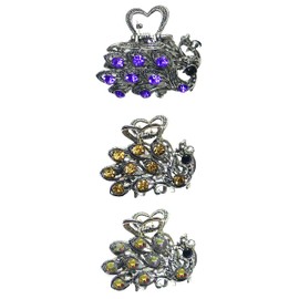 Small Metal Jaw Clips Sparkly Crystals in the Design of a Phoenix U86420-0289PurpleAmberCab