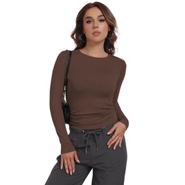 MLYENX 3 Pack Womens Long Sleeve Shirts Crew Neck Basic Stretchy Fitted Y2K Tops Going Out Fashion Clothes