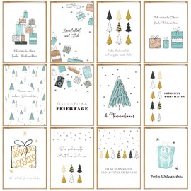 BIROYAL Eco Friendly Doodle Recycled Paper Christmas Cards 36