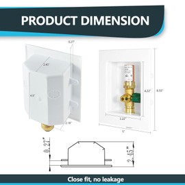 1-Pack Seelink Pre-Assembled Ice Maker Outlet Box, 1/2" MIP Sweat Inlet x 1/4" OD Compression Outlet, with Installed 1/4-Turn Ball Valve and Copper Hammer Arrestor