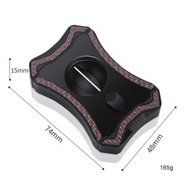 PROMISE Luxury V-Cut Cigar Cutter with Cigar Holder Gift for Cigar Lover (Black+Red C)