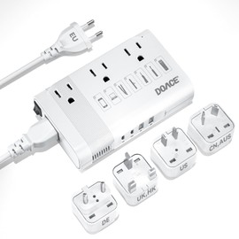 DOACE 220V to 110V Converter for European Travel - 350W Voltage Converter US to Europe with 4 QC+PD Chargers for Using U.S. Devices Abroad - Hair Straightener Shaver Toothbrush Laptop Camera Phone