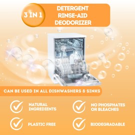 Dishwasher Detergent Sheets & Dishwasher Cleaner Tablets, Concentrated Dish Washing Liquid, Dishwasher Cleaner & Deodorizer, 60 Sheets & 4 Tablets, Septic Safe, Dishwasher or Sink