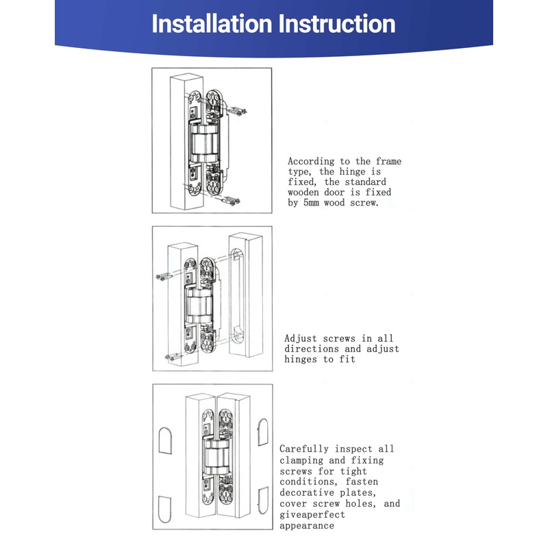Invisible Door Hinges (2 pcs) -7 Inch Sliver Hidden Hinges