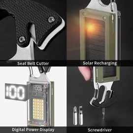 BY-J - Linterna LED multiherramienta pequeña, luz de llavero, luz solar recargable COB multifunción mini luz de trabajo, 1000 lúmenes recargable, 8 modos de iluminación, verde