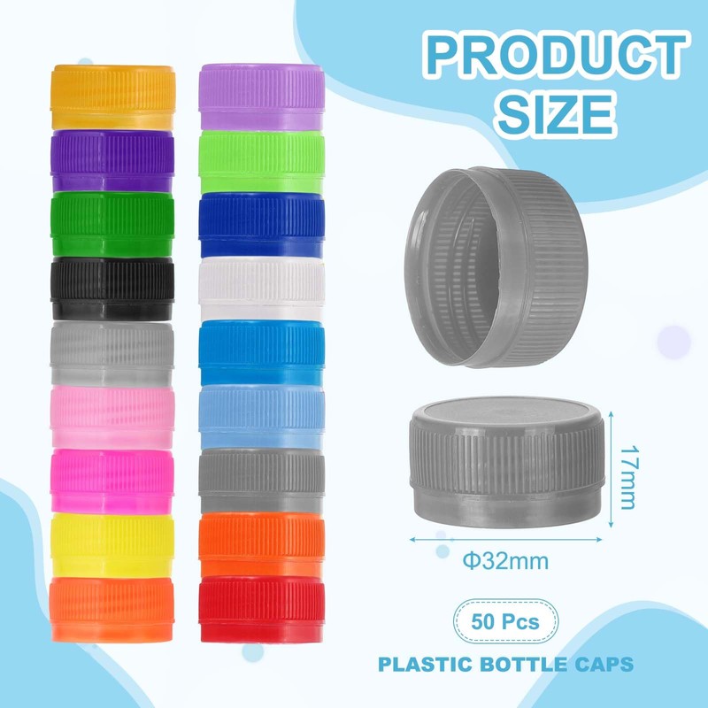 sourcing map 50pcs Plastic Bottle Caps, 30mm Bottle Screw Lid