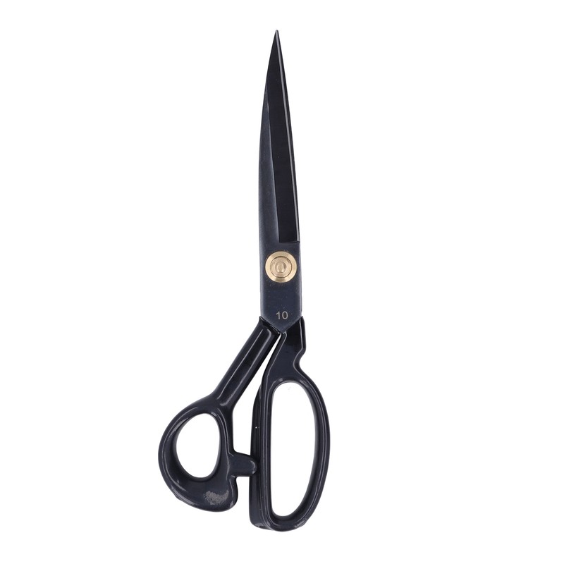Sewing Scissors 10in Black High Manganese Steel Iron Ergonomic Curved