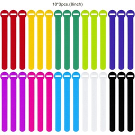 Ataduras de Cables Reutilizables, Tinabless 30 Pcs Sujetacables de Colores Bridas para Cables con Gancho y Bucle,Organizador Cables Ties de Correas Para la organización de cables en hogares,oficinas