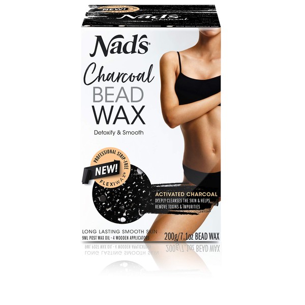 Nad's Hard Wax Beans Activated Charcoal Waxing Kit, Wax Beads Hair Removal for Women, 1 Count