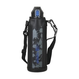 Pearl Metal HC-182 Water Bottle, 59.1 fl oz (1,500 ml), Direct Drinking, Cold Insulation, Sports Drink with Pouch, Blue x Black, Fast Charger