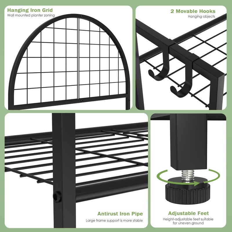 VGMiu 4 Tier Plant Stand Indoor Outdoor, Metal Plant Shelf