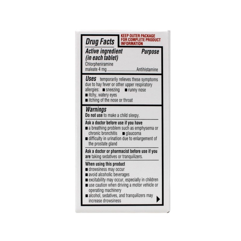 [6 Pack] Anti-Allergy Antihistamine Chlorpheniramine Maleate 4 Mg Generic for