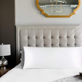 sourcing map Bolster Pillowcases 20"x48" Satin Silky Body Pillowcase for Hair and Skin, Wrinkles - Fade Free Long Pillow Cover - Snow White