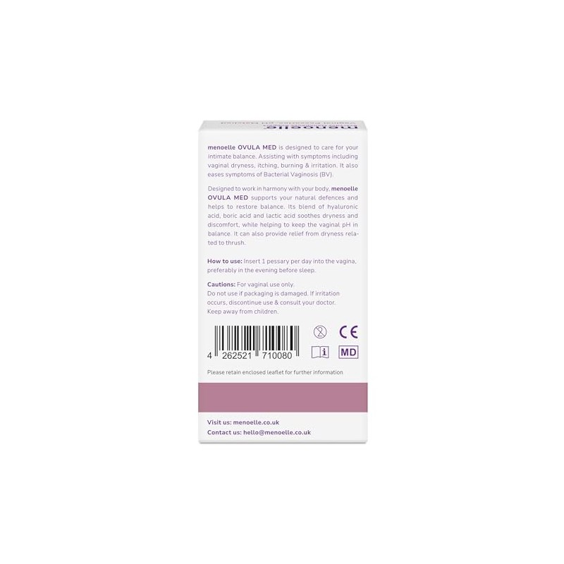 menoelle Ovula MED Vaginal Pessaries (10 Pack) | Boric Acid