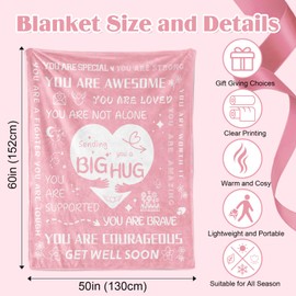 Get Well Soon Gifts Blanket,Inspirational Gift Blanket for Her Cheer up Gifts Hug Blanket Healing Blanket Feel Better After Surgery Gifts Thinking of You Gifts for Mum Friend Sister Daughter 50"X60"