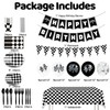 196Pcs Black White Checkered Race Car Party Supplies for 24