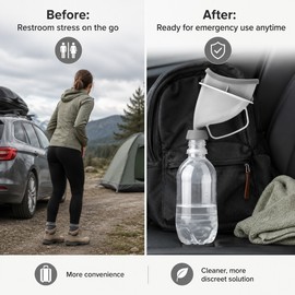 Portable Urinal Funnel for Travel & Outdoor Use – Reusable PP/TPR Emergency Pee Adapter for Camping & Car Trips