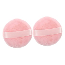 BIUDECO Set of 2 Soft Powder for Women Makeup Sponges Long Furry Hair for Foundation Concealer Cotton Pink