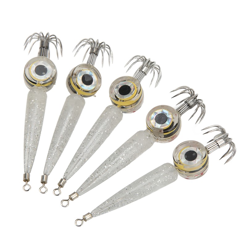 5pcs LED Octopus Hook Strong Penetration High Carbon Steel Electronic