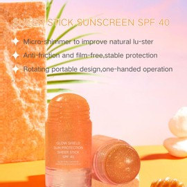 Gl-ow Shield Sheer Sunscreen Stick SPF 40 - Face Sunscreen for Women - Shimmer Sun screen Travel Size - On-The-Gl ow Sun screen Stick for Face & Body, Vacation Essential, Sweat and Water Resistant