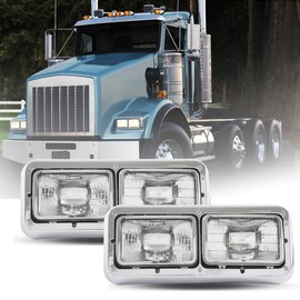 Sterlix Pair Headlights for Peterbilt 379 Kenworth W900 T800 T600 C500 Headlights Assembly Replacement Kenworth W900 T800 T600 C500 Peterbilt 379 Headlamp Set Driver Left and Passenger Right Side