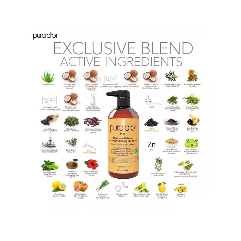 PURA D OR MD ANTI-THINNING BIOTIN 샴푸 컨디셔너 세트 (16oz