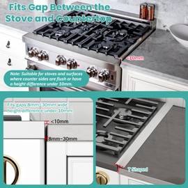 Stove Gap Covers,Stove Gap Filler Stainless Steel,13.8'' to 27.5'' Adjustable Length (2PCS),Range Trim Kit,Oven Guard Between Stovetop and Counter,Easy to Clean Heat Resistant,Silver