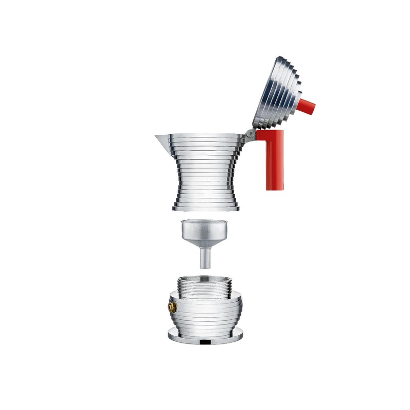 Alessi MDL02/1 R Kaffeekanne, Aluminium, rot, 7.5 x 10.5 x
