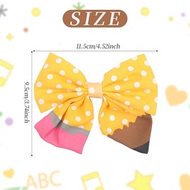 Back to School Pencil Hair Bows Clips Round Dot Yellow Pencil School Hair Clips Girl Pencil Bow Clips Gifts for Toddler Kids Kindergarten 1st 2nd 3rd 4th 5th Grade