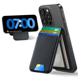ESR Upgraded for MagSafe Wallet, 5 Card Holder, RFID Blocking, Magnetic Wallet for iPhone with Adjustable Stand, Slim for iPhone 16/15/14/13/12 Series, Not for 13/12 Mini, Vegan Leather, Black