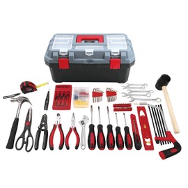 Apollo Tools 170 Piece Household Tool Kit with Carrying Toolbox and Essential Tools for DIY Assembly, Maintenance, Repairs and Craft for Home, Office, Garage, or on the Road- Red - DT7103