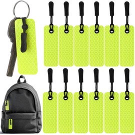 Cindeer 12 Pcs Reflective Tags Reflective Zipper Keychain Reflector Tags Visible for Kids Adults Backpack Dog Collar Bags(Clip)