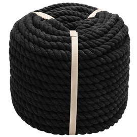 Black Cotton Rope (1/2 in x 100 ft) Soft Cotton Rope for DIY Crafts, Plant Hangers, Hammock, Home Decorating