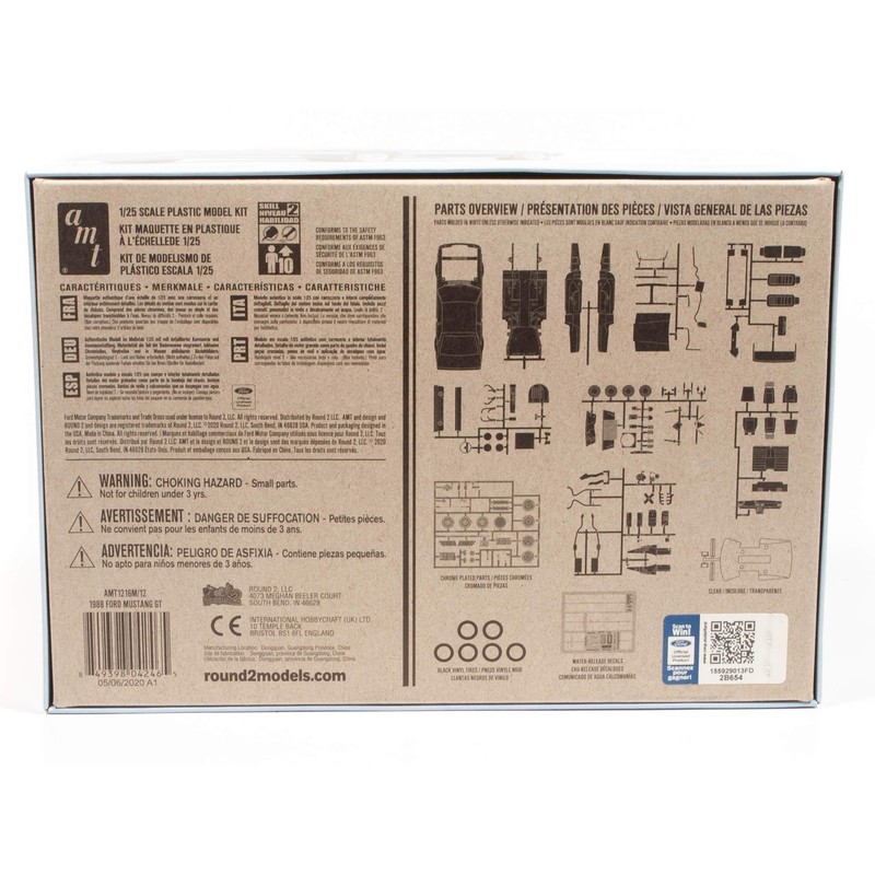AMT - 1/25 1988 Ford Mustang Plastic Model Kit, Clear,