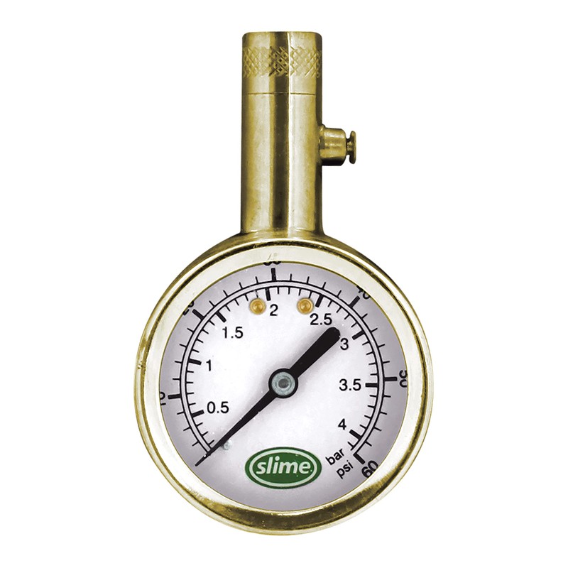 Slime 20459 Tire Pressure Gauge, Dial, Analogue, Brass Tire Gauge