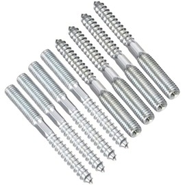 TOP-VIGOR 8Pcs Double Headed Bolts Dowels, M8*110mm Double Ended Screws, Metal Screw Dowels Hanger Bolts for Woodworking Connector Joining Furniture Legs Professional Carpenters DIY