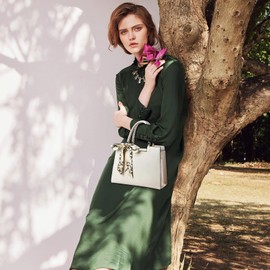 NICOLE & DORIS Women Handbags Elegant Ladies Tote Bag Top Handle Crossbody Bag Designer Shoulder Bag PU Leather Work Bag Satchel Handbag with Ribbon Beige